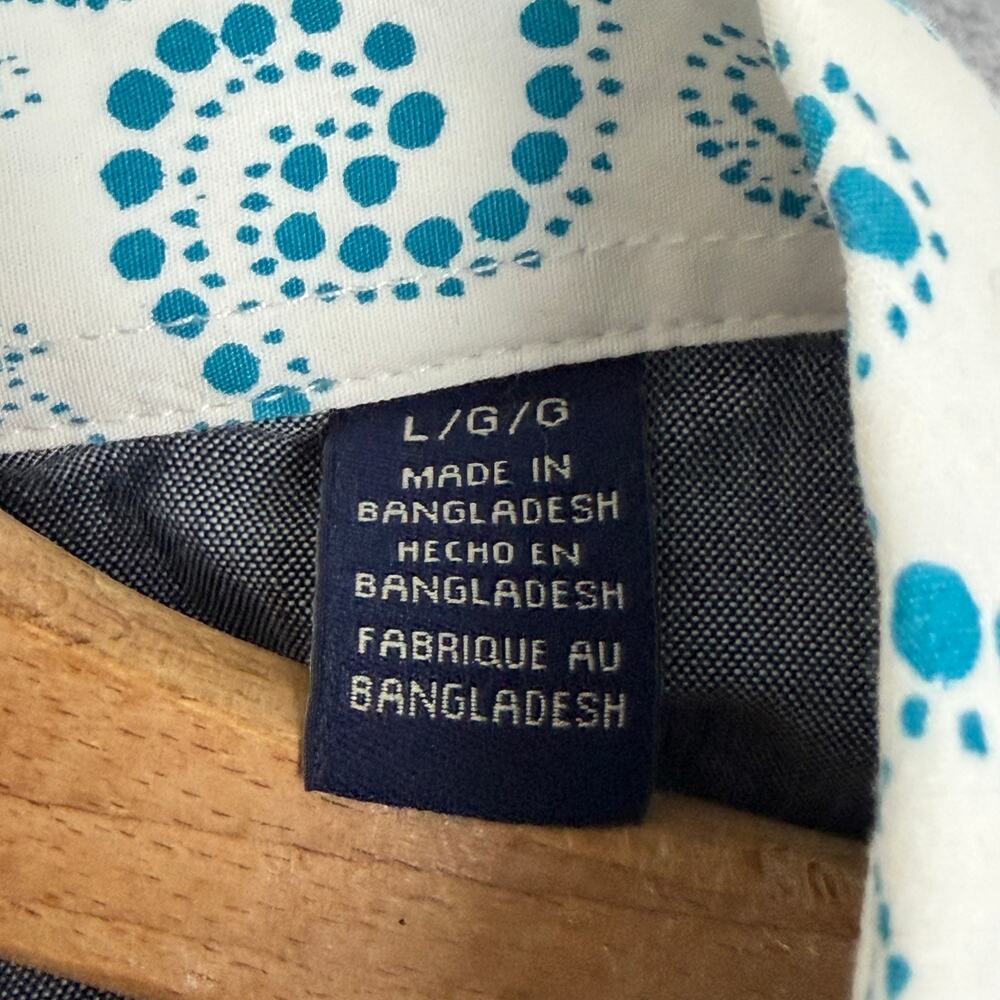 Wrangler Western Pearl Snap Long Sleeve Paisley Blue White Button Up L - Picture 5 of 6